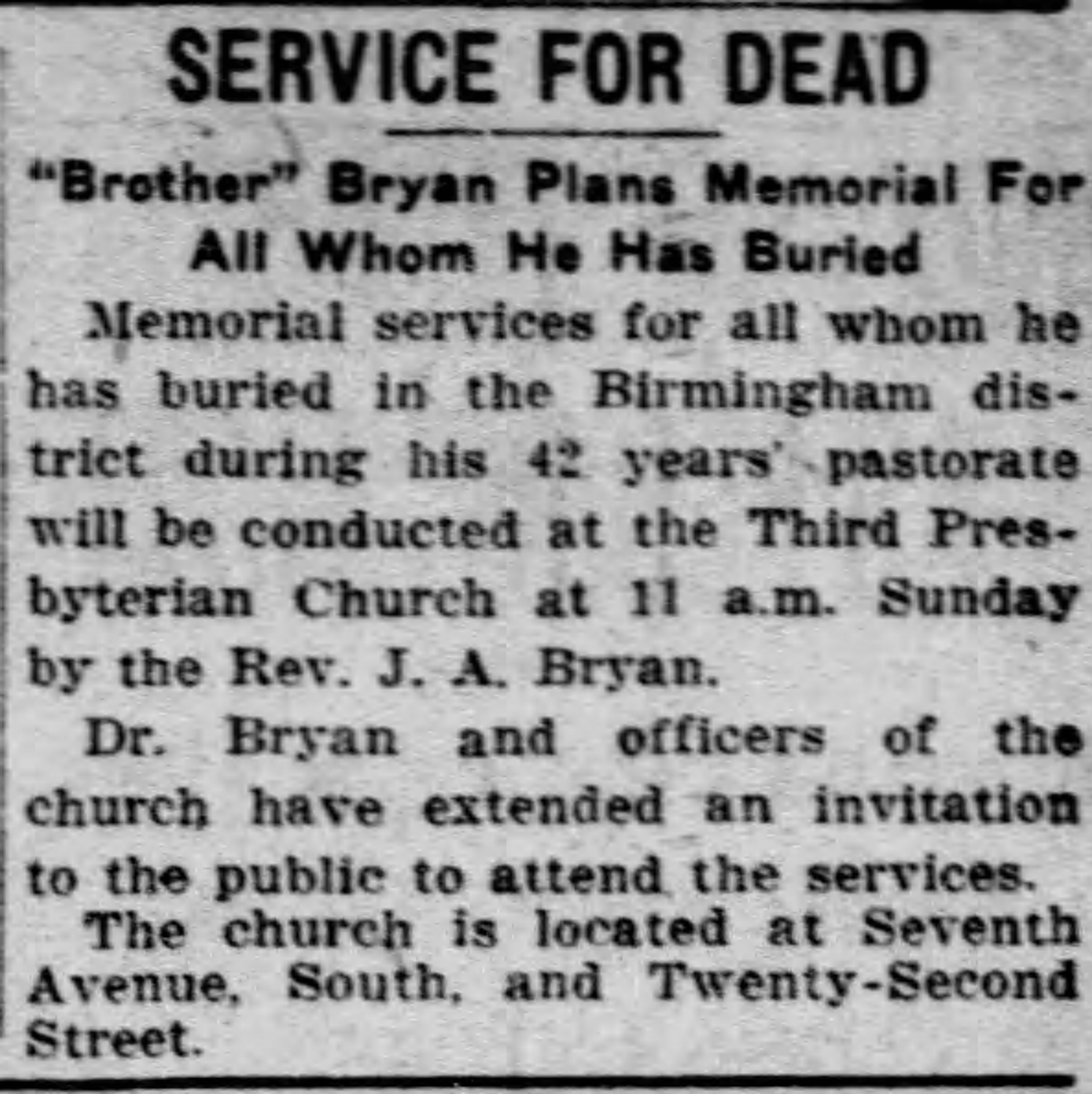 Service for Dead